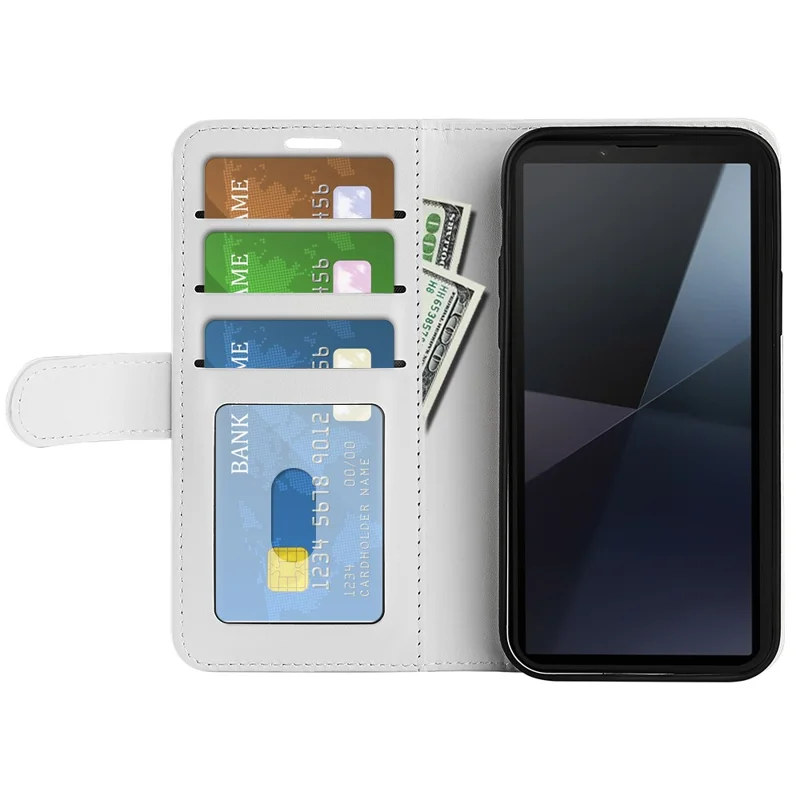 For Sony Xperia 10 VI Case Wallet Crazy Horse Texture Leather Phone Cover - White