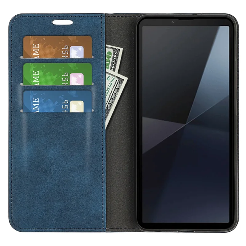 For Sony Xperia 10 VI Wallet Case PU Leather Folio Flip Phone Cover Mobile Accessories   - Blue