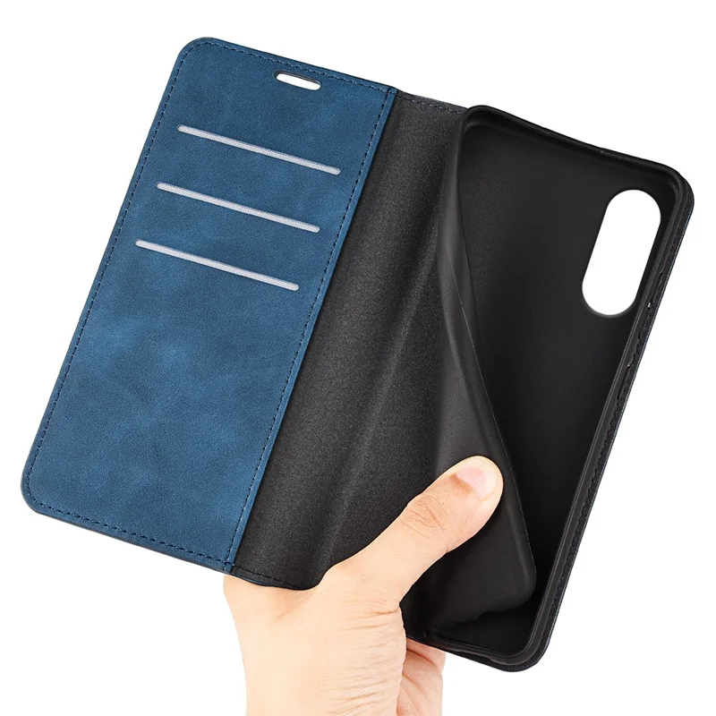 For Sony Xperia 10 VI Wallet Case PU Leather Folio Flip Phone Cover Mobile Accessories   - Blue