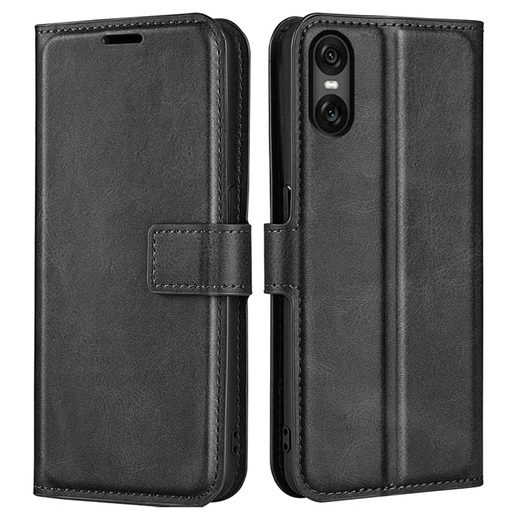 Для Sony Xperia 10 VI Case Wallet Calf Texture Leather Phone Cover - Чёрный