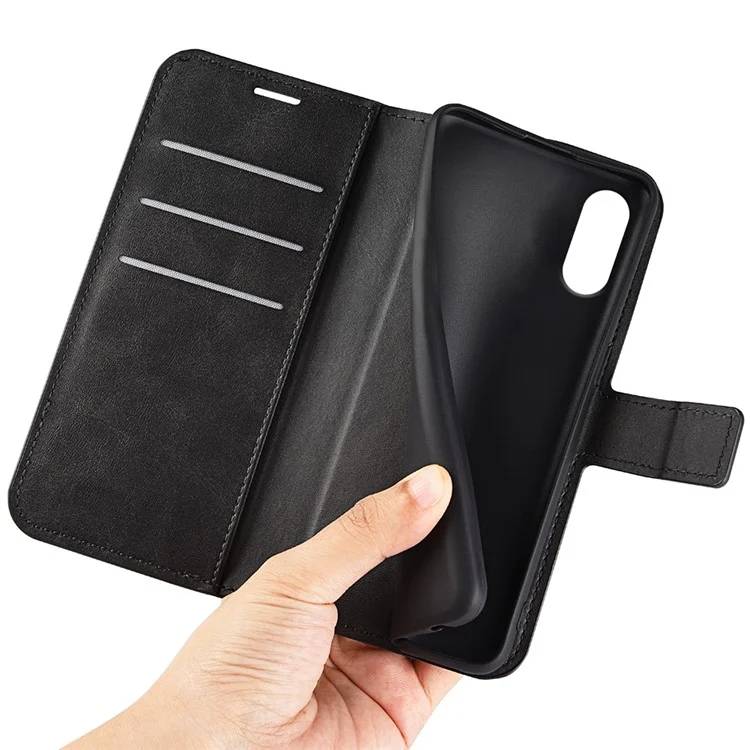 Для Sony Xperia 10 VI Case Wallet Calf Texture Leather Phone Cover - Чёрный