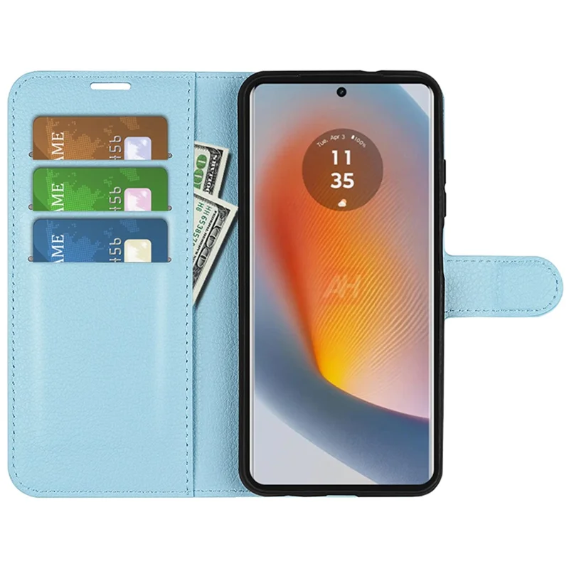 For Motorola Edge 50 Fusion 5G Case Litchi Texture Leather Phone Cover with Wallet - Blue
