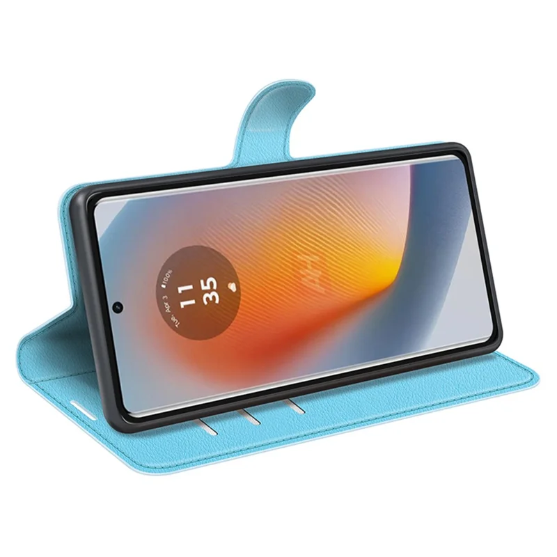 For Motorola Edge 50 Fusion 5G Case Litchi Texture Leather Phone Cover with Wallet - Blue