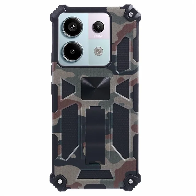 Para Xiaomi Redmi Note 13 Pro 5G / Poco X6 5G Funda Camuflaje PC+TPU Funda de Teléfono con Soporte - Verde del Ejército