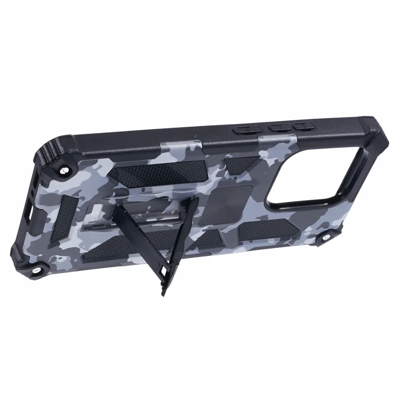 For Xiaomi Redmi Note 13 4G Case Kickstand PC+TPU Phone Cover Camouflage Design - Black