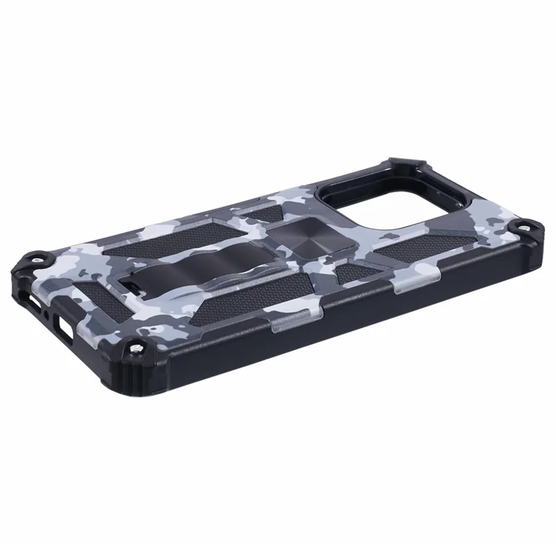 For Xiaomi Redmi Note 13 4G Case Kickstand PC+TPU Phone Cover Camouflage Design - Black