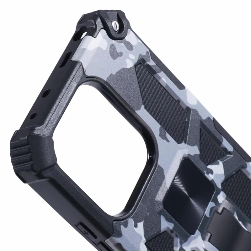For Xiaomi Redmi Note 13 4G Case Kickstand PC+TPU Phone Cover Camouflage Design - Black