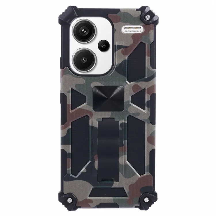 For Xiaomi Redmi Note 13 Pro+ 5G Camouflage Case PC+TPU Phone Cover with Built-In Kickstand - Army Green