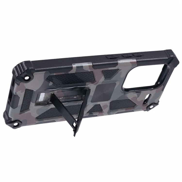 For Xiaomi Redmi Note 13 Pro+ 5G Camouflage Case PC+TPU Phone Cover with Built-In Kickstand - Army Green