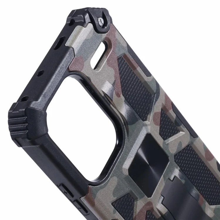 For Xiaomi Redmi Note 13 Pro+ 5G Camouflage Case PC+TPU Phone Cover with Built-In Kickstand - Army Green