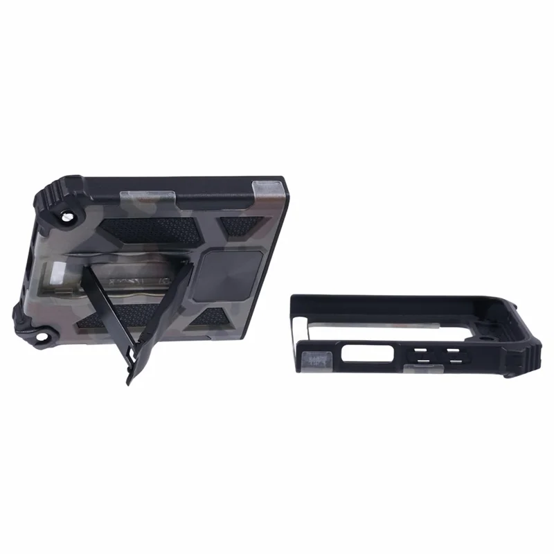 Für Samsung Galaxy Z Flip6 5G / Z Flip5 5G Hülle Kickstand PC+TPU Camouflage Schutzhülle - Armeegrün