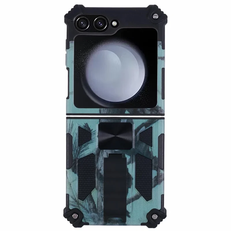 Per Samsung Galaxy Z Flip6 5G / Z Flip5 5G Cover con Supporto PC+TPU Mimetico Protettiva - Verde Chiaro