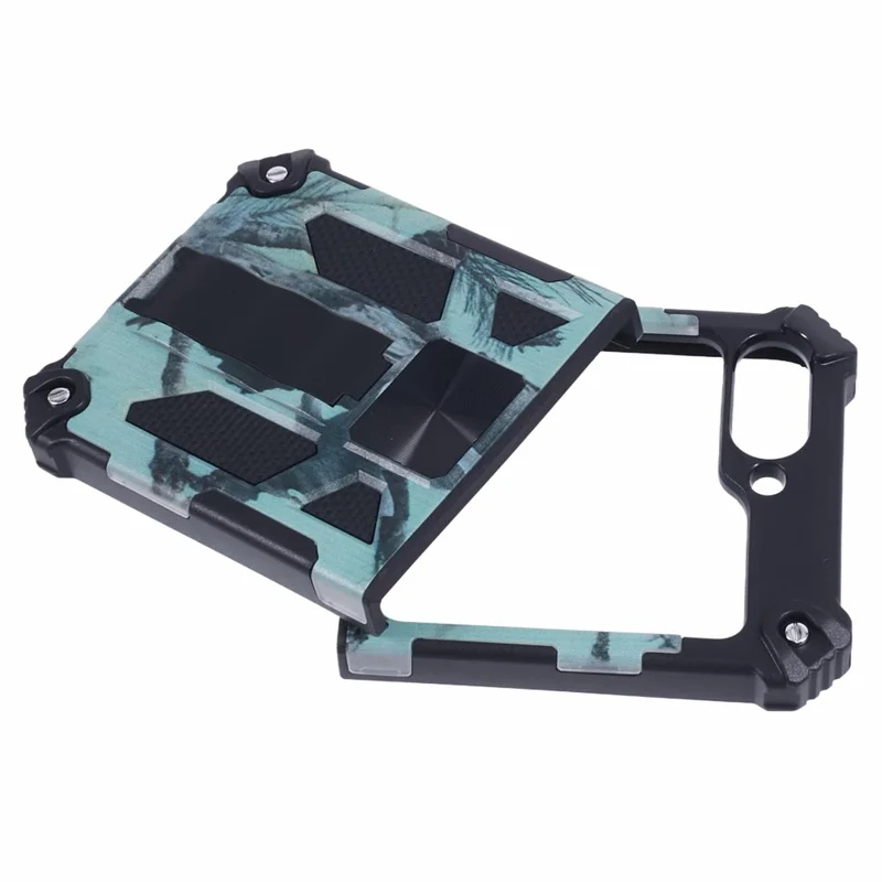 Per Samsung Galaxy Z Flip6 5G / Z Flip5 5G Cover con Supporto PC+TPU Mimetico Protettiva - Verde Chiaro