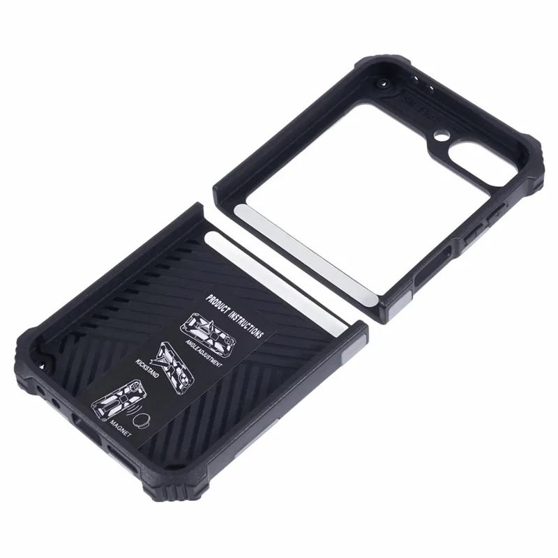 Für Samsung Galaxy Z Flip6 5G / Z Flip5 5G Hülle mit Ständer PC+TPU Camouflage Schutzhülle - Schwarz
