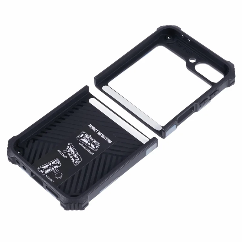 حالة Samsung Galaxy Z Flip7 FE 5G / Z Flip6 5G / Z Flip5 5G حامل قابل للطي PC + TPU غطاء واقي كامو - أزرق