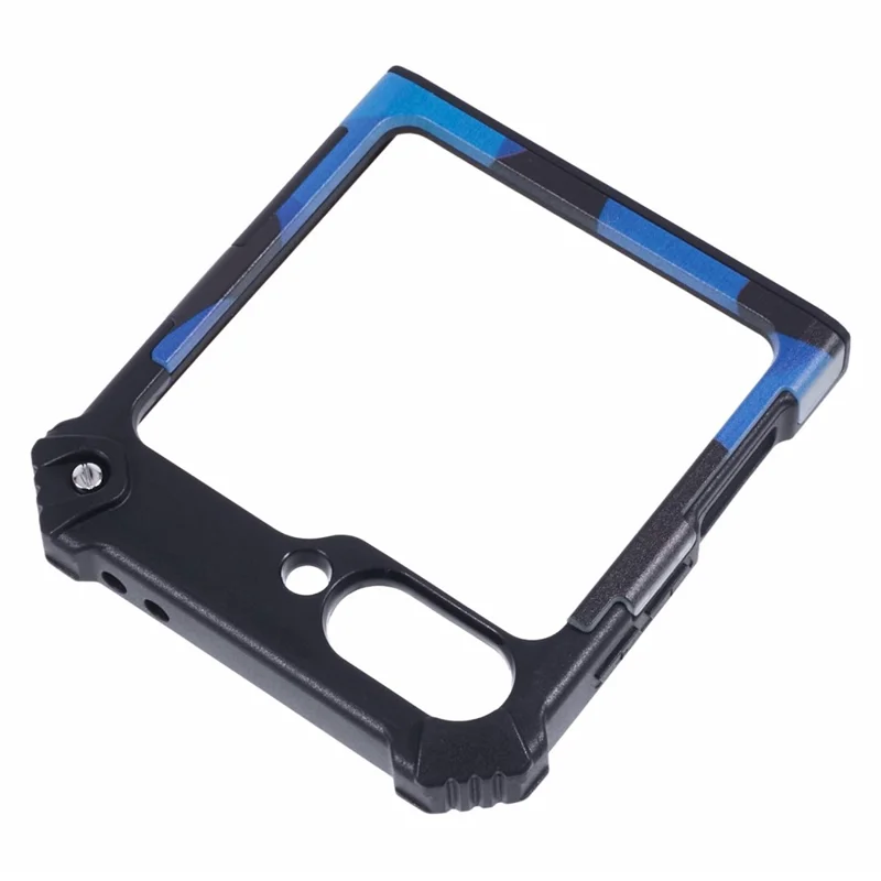 حالة Samsung Galaxy Z Flip7 FE 5G / Z Flip6 5G / Z Flip5 5G حامل قابل للطي PC + TPU غطاء واقي كامو - أزرق