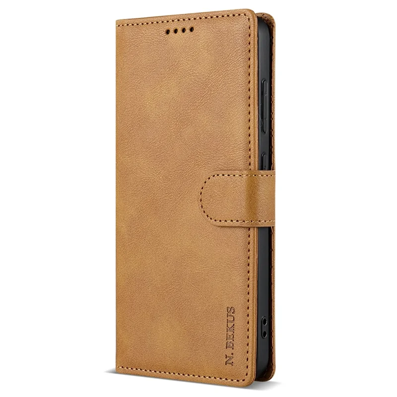 N.BEKUS CSJ-001 For Samsung Galaxy A24 4G (162.1 X 77.6 X 8.3mm) Solid Color Case Leather Wallet Phone Cover - Brown