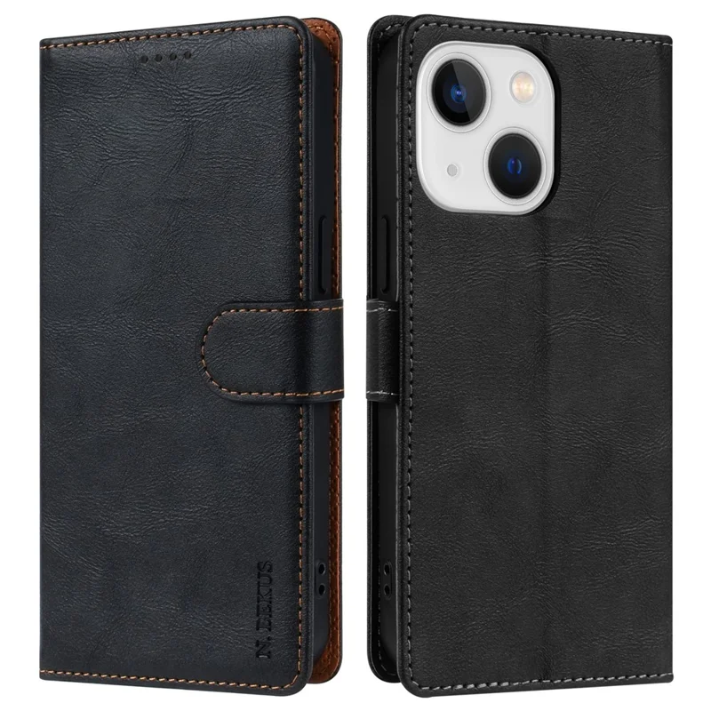 N.BEKUS CSJ-001 Para iPhone 14 Carteira de Telefone Capa de Couro PU Dobrável Stand Cover - Preto
