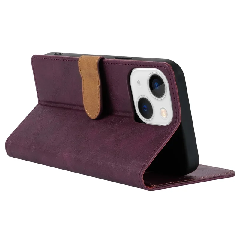 N.BEKUS CSJ-001 For iPhone 14 Phone Wallet Case PU Leather Folding Stand Cover - Wine Red