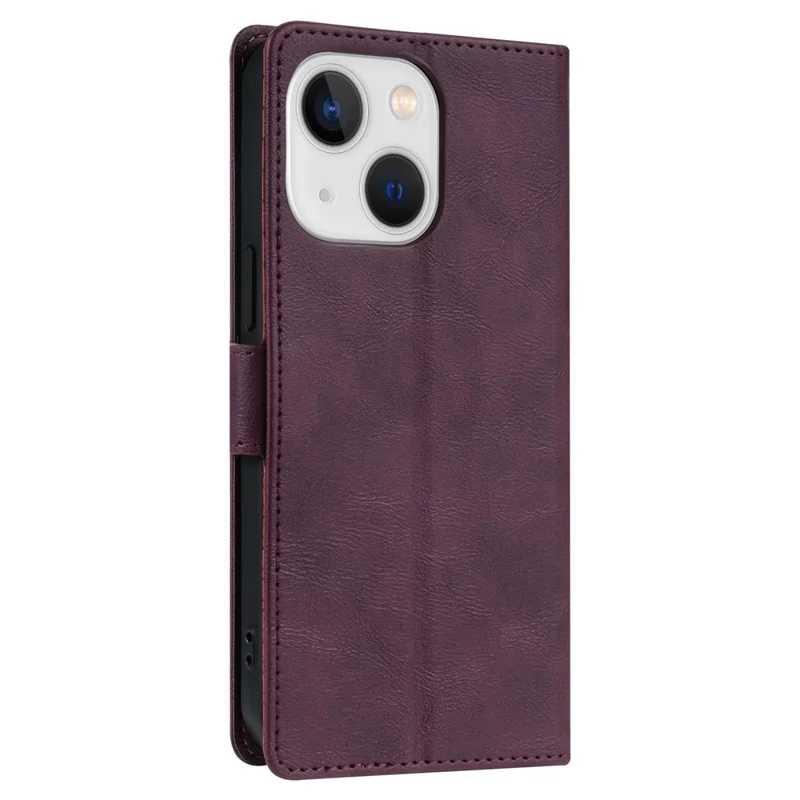 N.BEKUS CSJ-001 For iPhone 14 Phone Wallet Case PU Leather Folding Stand Cover - Wine Red