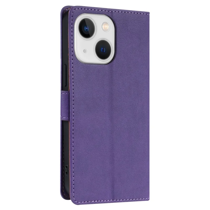 N.BEKUS CSJ-001 For iPhone 14 Phone Wallet Case PU Leather Folding Stand Cover - Purple