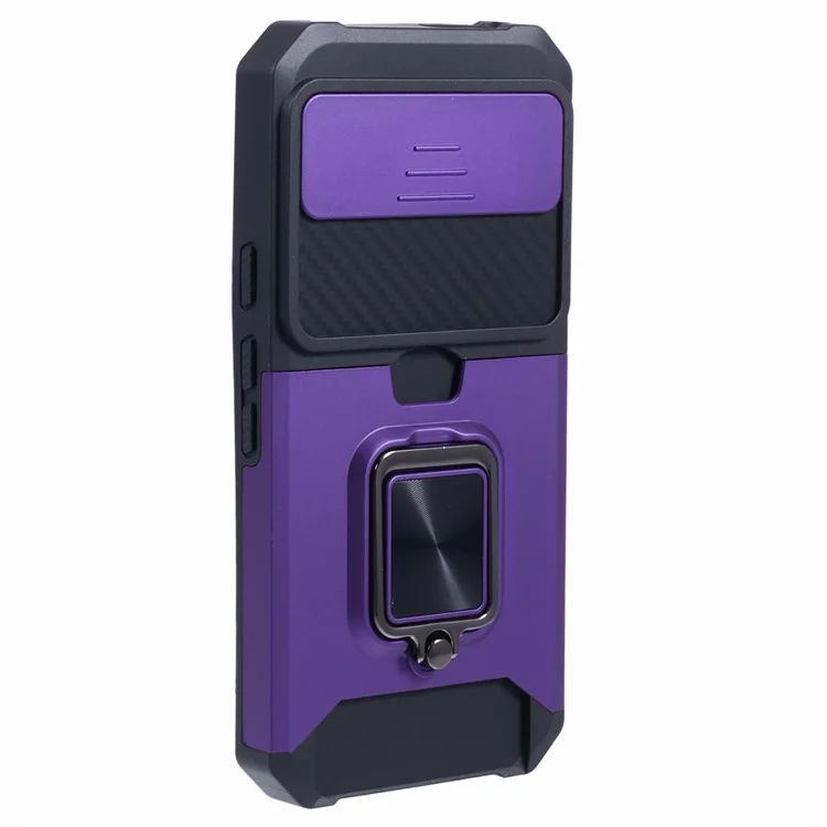Per Google Pixel 9 / Pixel 9 Pro Custodia Porta Carte PC+TPU Supporto Telefono con Protezione Lente - Viola