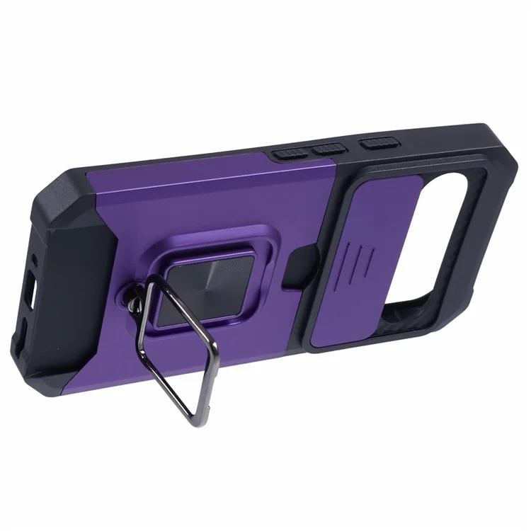 Per Google Pixel 9 / Pixel 9 Pro Custodia Porta Carte PC+TPU Supporto Telefono con Protezione Lente - Viola