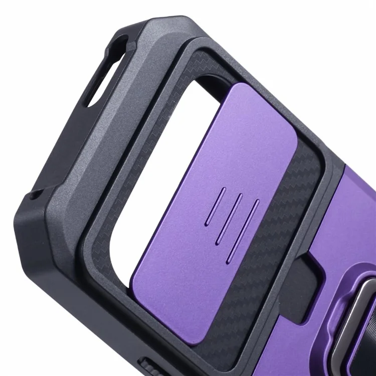 Per Google Pixel 9 / Pixel 9 Pro Custodia Porta Carte PC+TPU Supporto Telefono con Protezione Lente - Viola
