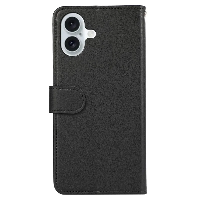 Til iPhone 16 Case RFID-blokerende kortpladser Læder stående telefondæksel - Sort