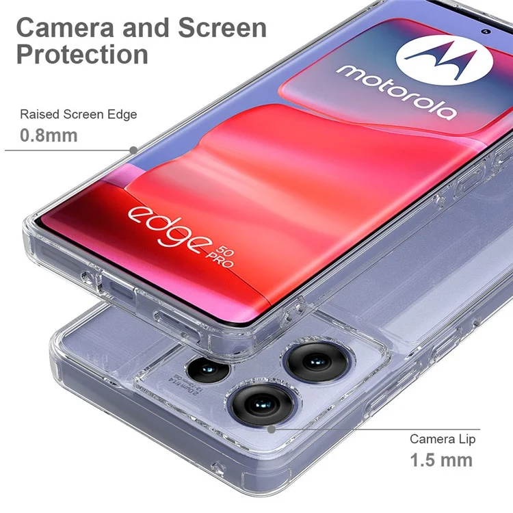 For Motorola Edge 50 Pro 5G Case TPU Frame Acrylic Back Transparent Phone Cover