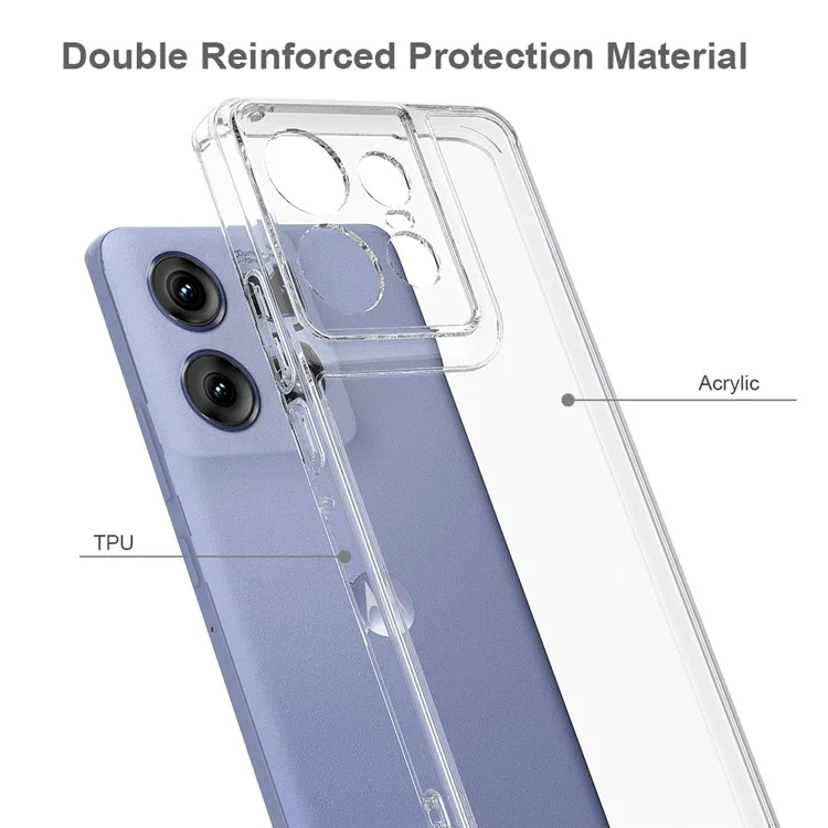 For Motorola Edge 50 Pro 5G Case TPU Frame Acrylic Back Transparent Phone Cover