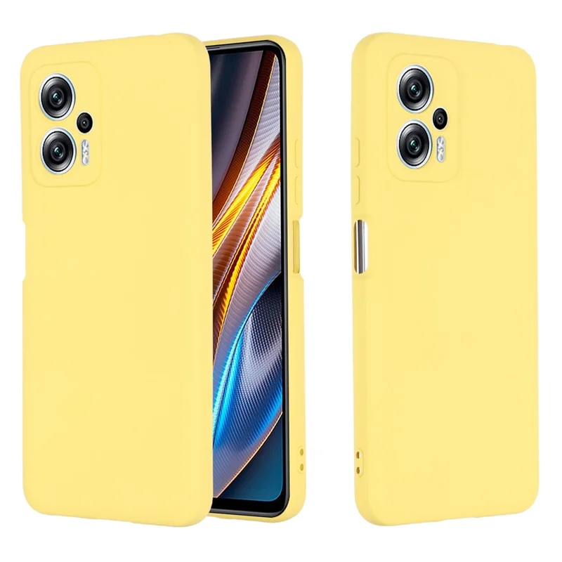 For Xiaomi Redmi Note 12T Pro 5G Case Liquid Silicone Protective Phone Cover with Strap - Yellow