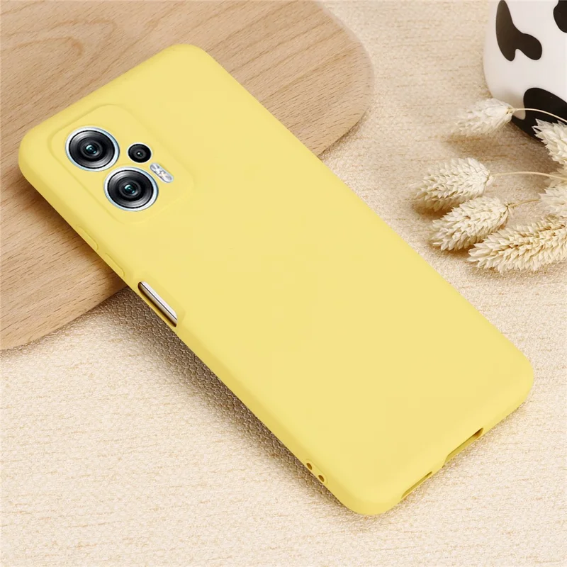 For Xiaomi Redmi Note 12T Pro 5G Case Liquid Silicone Protective Phone Cover with Strap - Yellow