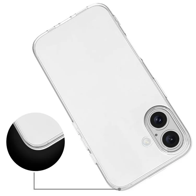 For iPhone 16 Plus Cell Phone Case Ultra-Thin Clear TPU Cover with Big Lens Hole
