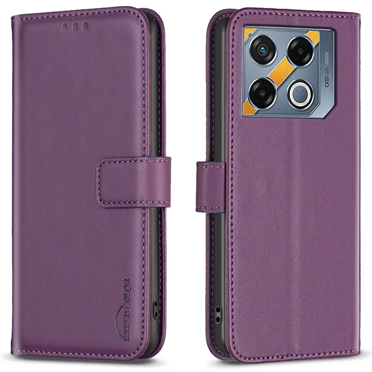 BINFEN COLOR BF17 For Infinix GT 20 Pro 5G Case Wallet Flip Leather Phone Cover - Dark Purple