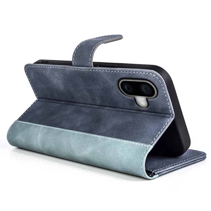 For iPhone 16 Plus Case Wallet Dual Color Flip Leather Phone Cover - Blue