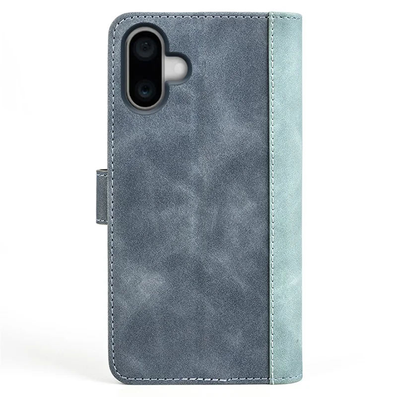 For iPhone 16 Plus Case Wallet Dual Color Flip Leather Phone Cover - Blue