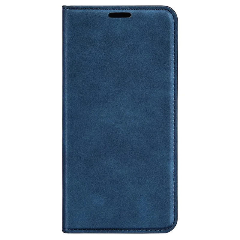 For iPhone 16 Plus Case Skin-Feel PU Leather Phone Cover Folding Stand Magnetic Absorption - Blue