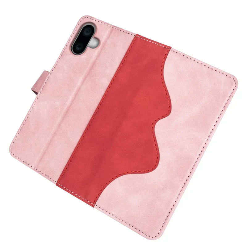 For iPhone 16 Case Wallet Dual Color Flip Leather Phone Cover - Pink