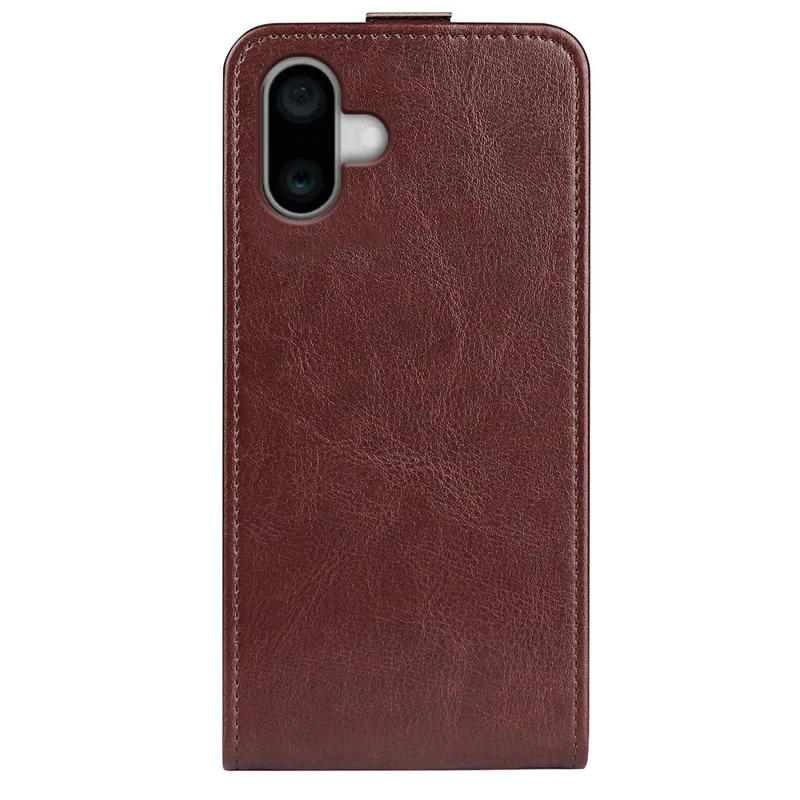 For iPhone 16 Case Card Slots Vertical Flip PU Leather Phone Cover - Brown