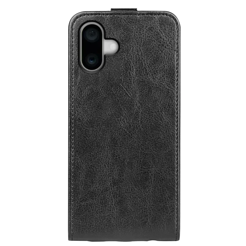 For iPhone 16 Case Card Slots Vertical Flip PU Leather Phone Cover - Black