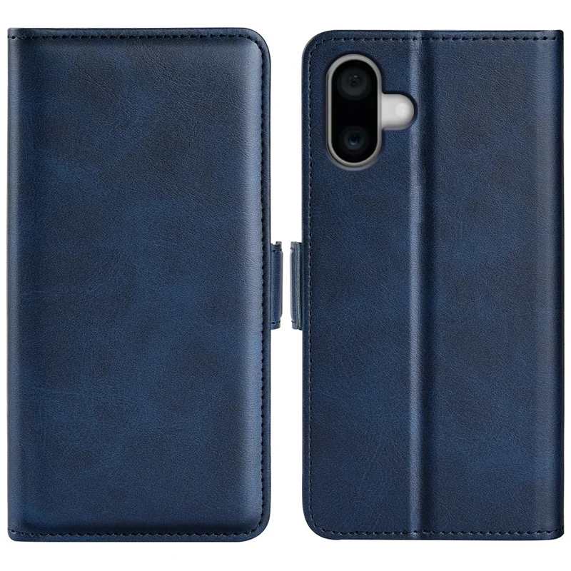 For iPhone 16 Case Folio Flip Leather Wallet Stand Phone Cover - Blue