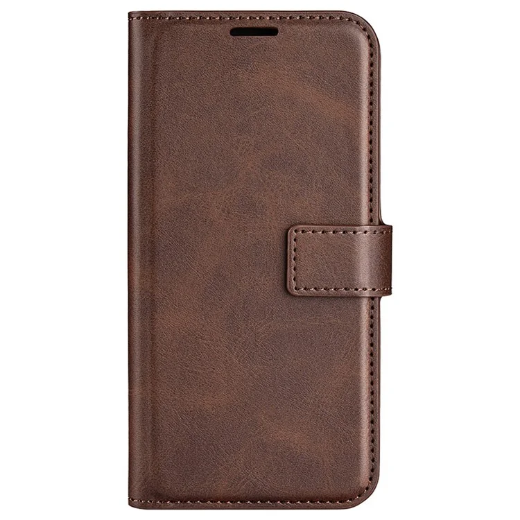 Für iPhone 16 Case Kalblederstruktur PU-Leder Folio Flip Phone Wallet Cover - Braun