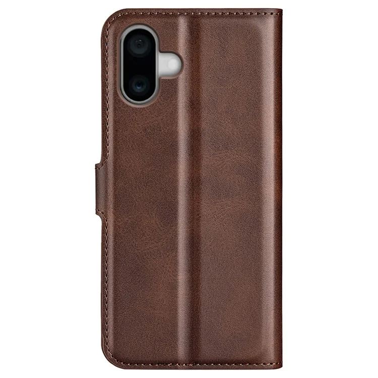Für iPhone 16 Case Kalblederstruktur PU-Leder Folio Flip Phone Wallet Cover - Braun