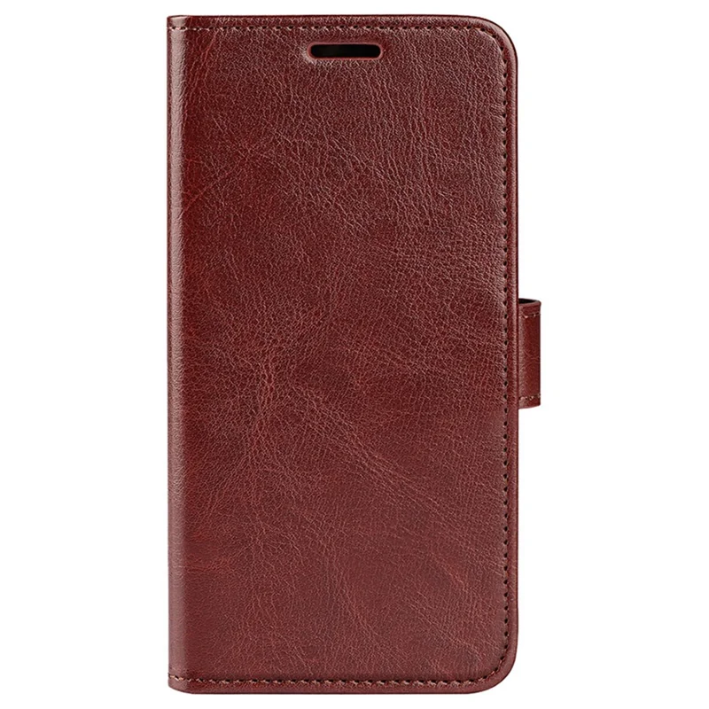 For iPhone 16 Case Crazy Horse Texture Leather Phone Cover Horizontal Viewing Stand - Brown