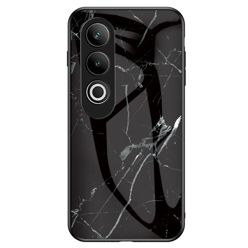 For OnePlus Nord CE4 5G Tempered Glass Case Marble Pattern Protective Phone Cover -  Black Marble
