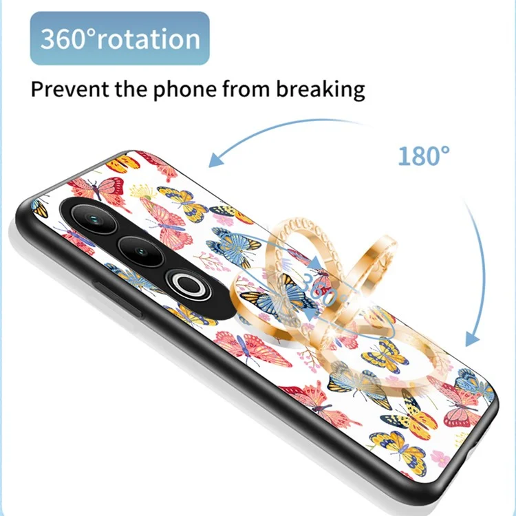 Per OnePlus Nord CE4 5G Case Pattern Print Tempered Glass Kickstand Phone Cover - Brilliant Butterfly