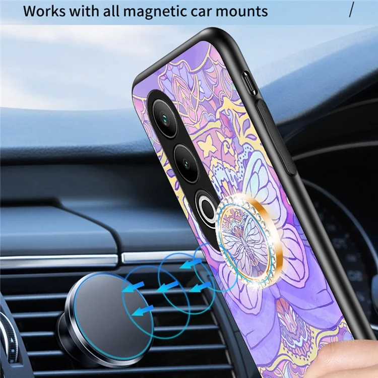 Per OnePlus Nord CE4 5G Case Pattern Print Tempered Glass Kickstand Phone Cover - Brilliant Butterfly