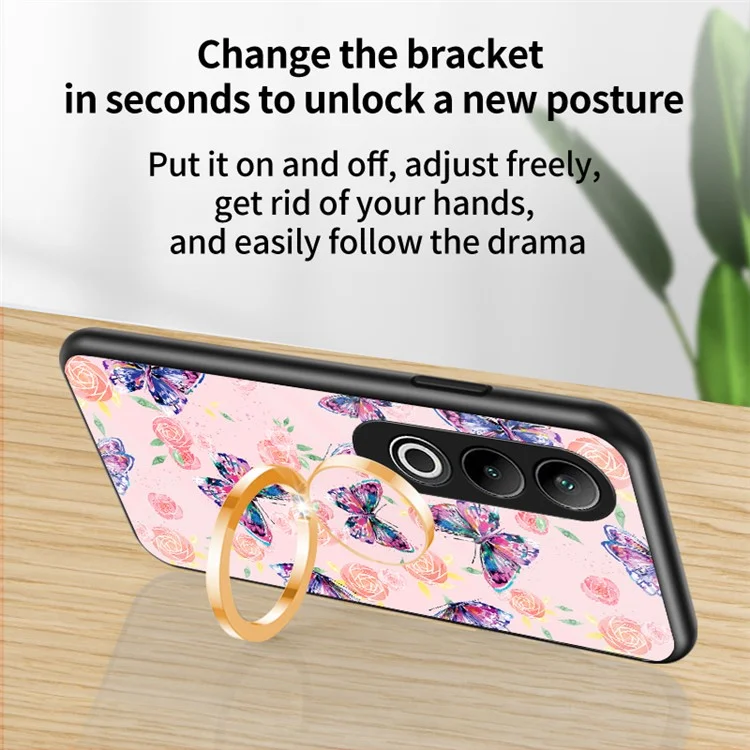 Per OnePlus Nord CE4 5G Case Pattern Print Tempered Glass Kickstand Phone Cover - Brilliant Butterfly