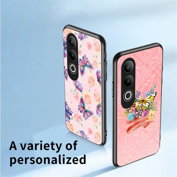 Per OnePlus Nord CE4 5G Case Pattern Print Tempered Glass Kickstand Phone Cover - Brilliant Butterfly